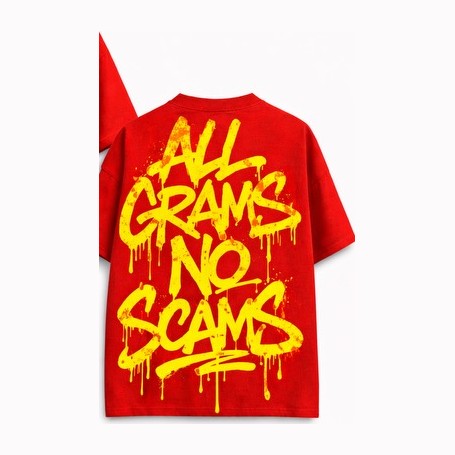 All Grams No Scams Tee, Red, back